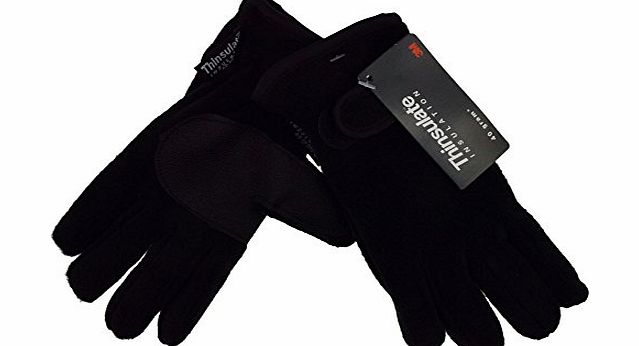 laylawson Kids Fleece 40gram Thinsulate Lined Winter Thermal Gloves with Palm Grip[8-9 years][Black]